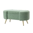 thumbnail image 2 of Storage Ottoman Bench,Upholstered Ottoman Bench End of Bed Bench with Gold Metal Legs,Long Sofa Bench Large Storage Footstool Entryway Bench,Tufted Table Dining Stool for Living Room Bedroom,Sage, 2 of 7