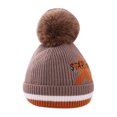 thumbnail image 1 of Autumn Winter Thick Striped Children Knitted Plush Ball Hat Hip-hop Beanie Cap, 1 of 10