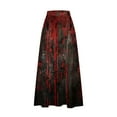 thumbnail image 5 of WFJCJPAF 2024 New Halloween Clearance! Women Skirts Denim,Women's Printed Elastic Waistband Pleated Pocket Skirt With Mid Calf Skirt - Red XXL, 5 of 5