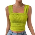 thumbnail image 4 of DuoJiaJ Womens Y2K Crop Top, Square Neck Sleeveless Solid Color Vest Yellow XL, 4 of 7
