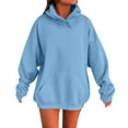 thumbnail image 3 of Kopltyrfg Oversized Hoodie for Women Trendy Hoodies Basic Solid Sweatshirts with Pocket Fleece Pullover Fashion Casual Tops Light Blue 4XL, 3 of 6