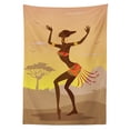 thumbnail image 2 of African Outdoor Tablecloth, Ethnic Lady in Ritual Dance Person in Psychedelic Style Figures Artisan Image, Decorative Washable Fabric Picnic Tablecloth, 58 X 120 Inches, Brown Cocoa, by Ambesonne, 2 of 2