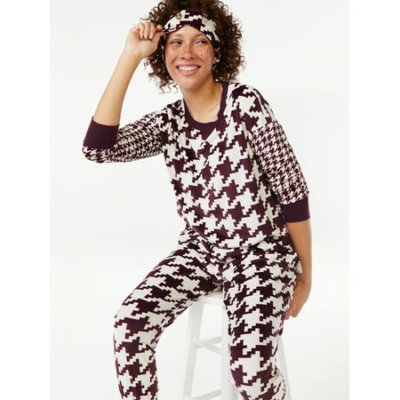 

Joyspun Women s Velour Pajama Sleep Set with Eye Mask 3-Piece Sizes S to 3X