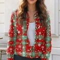thumbnail image 6 of WTOBBY Women's Fashion Christmas Print Long Sleeve Knitted Cardigan Button Jacket, Festive and Cozy Holiday Sweater with Button Front for Winter Style,Hot Pink 3XL, 6 of 6