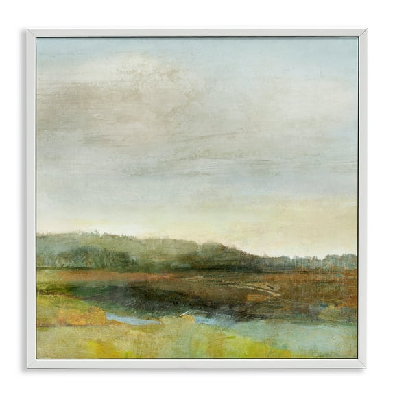 Stupell Industries Warm Summer Meadow Hills Landscape & Nature Painting White Framed Art Print Wall Art, 24 x 24