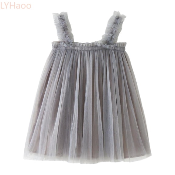 LYHaoo Toddler Girls Sleeveless Tulle Holiday Party Dress Dance Party Princess Dresses Clothes,Princess Dresses for Girls Sizes 2-3 Years Gray