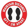 thumbnail image 3 of Top Tape and Label Social Distancing Sign FS1045V Floor Mount Adhesive Vinyl; 17 Inch Diameter; Red And Black With White Background; Maintain Distance - 6 Foot/2 Meter, 3 of 4