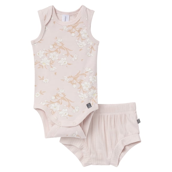 Modern Moments by Gerber Baby Neutral Viscose Sleeveless Bodysuit and Short Outfit Set, 2-Piece, Sizes Newborn - 12 Months