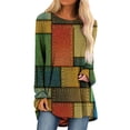 thumbnail image 2 of YEJIMAN Long Sleeve T-shirt, Orange Cute T Shirts, Women Casual Long Sleeve Cotton Loose Pockets T Shirt Blouses Tops, Big & Tall, 2 of 3