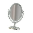 thumbnail image 4 of Petit Miroir de Maquillage Rétro Ovale Rotatif pour Miroir de Maquillage Rétro Chambre Coiffeuse Femmes Argent, 4 of 9