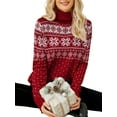 thumbnail image 5 of Musuos Women's Christmas Snowflake Knitted Sweater Long Sleeve High-neck Print Christmas Pullover Knitwear, 5 of 10