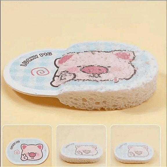 8pcs Extra Thick Compressed Wood Pulp Sponges for Kitchen Cleaning - Absorbent, Dual-Sided Dishwashing & Pot Scrubbing Cloths with Hanging Rope