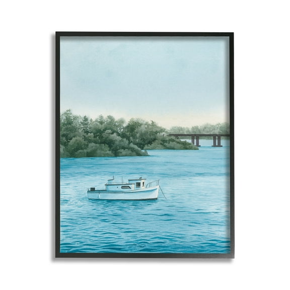 Stupell Industries Traditional Boating Seascape Transportation Photography Black Framed Art Print Wall Art, 11 x 14