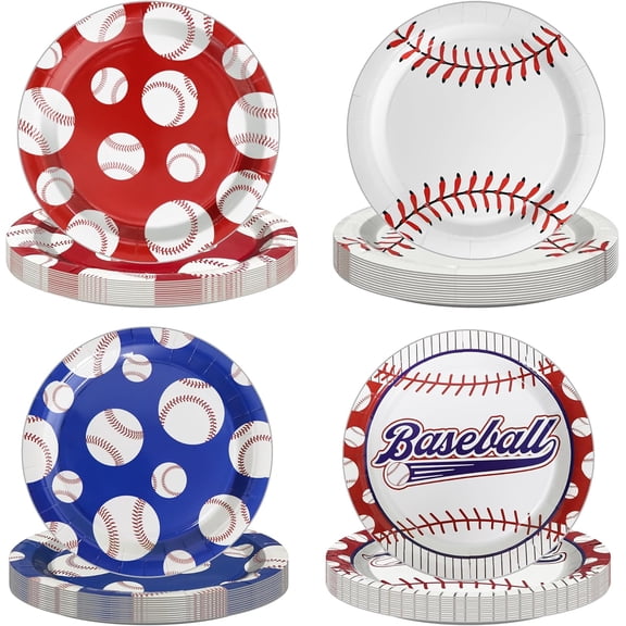48PCS Sports Birthday Party Decorations 7" Sports Party Plates Disposable Sports Paper Plates Baseball Basketball Soccer Football Plates for Boys Adults Birthday Party Decorations