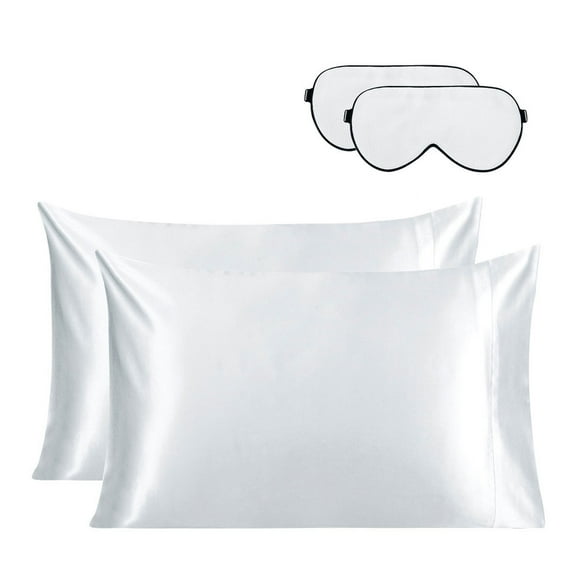 Unique Bargains 2-Pack Silk Pillowcase Eye Cover Set Gray Queen