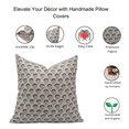 thumbnail image 4 of Fabdivine Block Print Throw Pillow Cover, 20x20 Inch Thick Linen Decorative Cushion Cover, Floral Print Boho Design Green Pillow Cover for Sofa and Couch, 4 of 5
