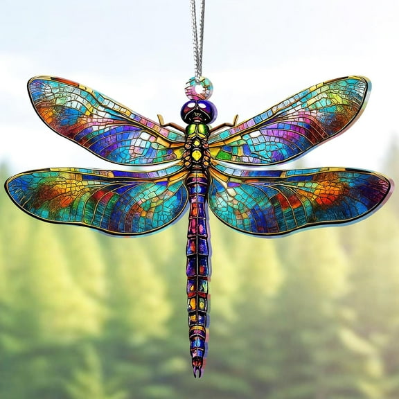 Dragonfly Gifts for Women, Dragonflies Decor Suncatcher Effect, Dragon Fly Stained Glass Effect, Dragonfly Ornaments for Christmas Tree Decoration, Birthday Gift for Mom (Radiant Prism)