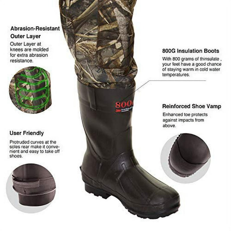 TIDEWE Chest Waders, Hunting Waders for Men Realtree MAX5 Camo with 800G  Insulation, Waterproof Cleated Neoprene Bootfoot Wader