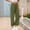 #025-Army Green, variant on Womens Casual High Waist Solid Color Linen Drawstring Pocket Straight Leg Pants Soft Stretchy For Daily Wear