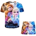 thumbnail image 1 of Conjuntos de ropa de verano para niñas, 2 uds., camisetas de manga corta para niños y pantalones cortos, trajes, trajes informales de dibujos animados para niños, trajes 11T Gao Jinjia LED, 1 of 2