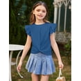 thumbnail image 3 of Arshiner Girls Shirt Short Sleeve Twist Front Tunic T-Shirt for Girls with Cute Flying Sleeves, 3 of 6