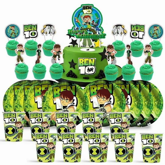 Ben 10 Birthday Cups Party Supplies Plates Fans Decorations Cake Topper Decor