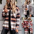 thumbnail image 6 of yoeyez Flannel Shacket Jacket Coat for Women Plaid Shirts Flannel Lapel Button Down Shacket Outerwear Coats Casual Tops, 6 of 6