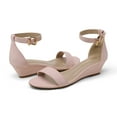 thumbnail image 3 of Dream Pairs Women Low Wedge Heel Sandals Open Toe Ankle Strap Buckle Lady Work Casual Shoes INGRID PINK/SUEDE Size 7, 3 of 5