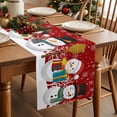 thumbnail image 5 of Red Snowman Cotton Linen Table Runner for Dining Kitchen, Christmas Winter Snowflake Xmas Tree Wedding Outdoor Party Tablerunners Decoration, Dresser Scarf Coffee Tablecloth Runners 13x48 Inches, 5 of 9