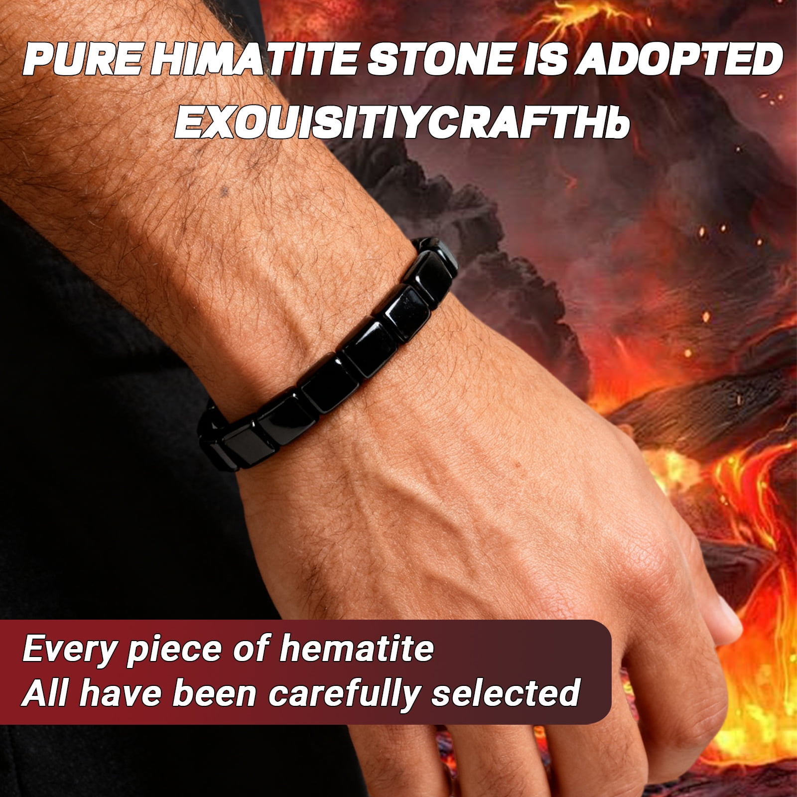 Hematite Bracelet for Men, Natural Hematite Stretch Bracelet, Reclaim Your Confidence, Stylish Restore Confidence Inspirational Jewelry, Male Energy Inspirational Gift Jewelry(2)