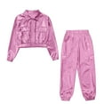 thumbnail image 4 of LiiYii Boys Girls Metallic Jazz Hip-Hop Dance Clothes Jacket with Pants Set Dance Show Costume Streetwear Pink 8, 4 of 6