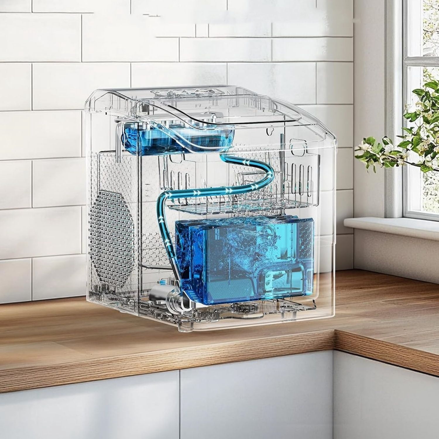 Ice Makers Countertop,26 Lbs/24 Hrs, Portable Countertop Ice Maker with Self Cleaning Function,Ice Maker for Kitchen/Office/Parties