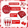 thumbnail image 3 of 96 Pieces Valentine’s Day Tableware Set – Red and White Disposable Plates, Napkins, and Forks with Heart and Love Designs for Valentine’s Parties Romantic Celebrations – Serves 24 Guests, 3 of 7
