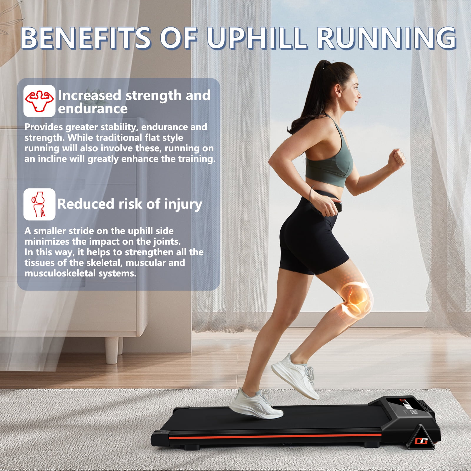 Goyouth Portable Mini Electric Treadmill with 3-Level Incline
