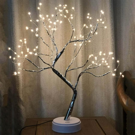 

[Big Clear!]Tabletop Bonsai Tree Light 108 LED Copper Wire Tree Lamp Fairy Spirit Night Light Battery/USB Operated 6h Timer Adjustable Branches Christmas for Home Decoration(Warm White)
