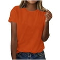 thumbnail image 2 of Loopsun Womens Summer Top, Tshirts for Women, Fashion Women's Solid Color Casual Pullover Short Sleeve Top Orange M, 2 of 4