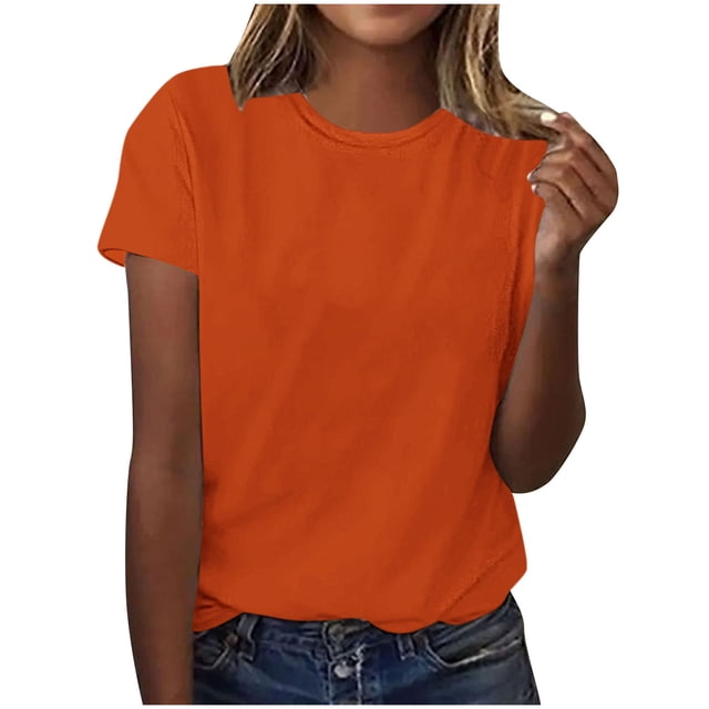 Tii.MM Hauts d'Été pour Femmes Tendance Chic Décontracté Blouses à Col Rond T-Shirts Basiques Chemises Amples à Manches Courtes Hauts d'Entraînement pour Femmes