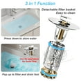 thumbnail image 4 of AWzzz Bathroom Sink Drain Strainer, Pop up Bathroom Sink Stopper with Removable Hair Catcher Basket, Universal for 1.06 to 1.6in Drain, Silver, 4 of 7