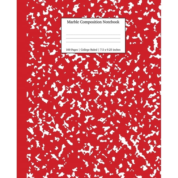 Notebooks College Ruled Marble Composition Notebook College Ruled: Red Marble Notebooks, School Supplies, Notebooks for School, Book 5, (Paperback)
