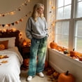 thumbnail image 4 of Womens Wide Leg Pants Halloween Sweatpants Spooky Print Flannel Baggy Fit Fall 2026 Casual Joggers Lounge Pajama Pants Holiday Costumes with Pockets,M,Black, 4 of 6
