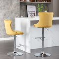 thumbnail image 5 of Swivel Bar Stools Set of 2, PAPROOS 25-33''Adjustable Height Bar Stool with Back, Velvet Upholstered Counter & Bar Height Bar Stool with Button Tufted & Nail Trim, Kitchen Island Chair, Gold & Silver, 5 of 12