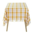 thumbnail image 2 of Fennco Styles Cotton Blend Woven Plaid Tassels Tablecloth 56" W x 56" L - Yellow & White Table Cover for Banquets, Holidays, Special Events, Home Décor and Everyday Use, 2 of 5