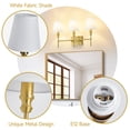 thumbnail image 3 of 5-Light Vanity Lights for Bathroom,41 in Vintage Black Bathroom Vanity Light Fixtures,with Flared White Fabric Lampshade for Bedroom,Living Room,Foyer,Hardwired,E12 Base, 3 of 7