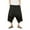 Black, variant on toraway Summer Men Cargo Pants Black Men Summer Casual Drawstring Mid Waist Cotton Loose Cropped with Pockets XL