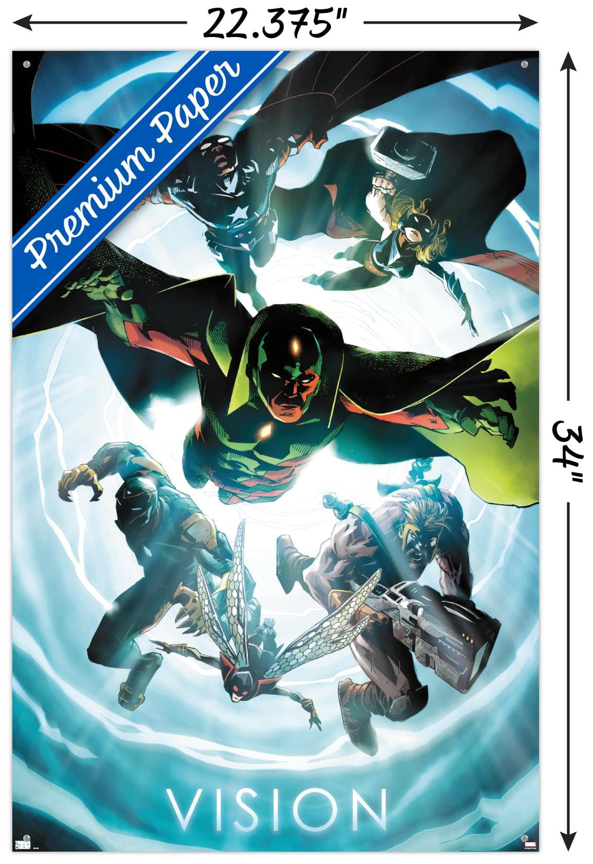 Marvel Comics - Vision - Avengers #1 Wall Poster with Pushpins, 22.375" x 34"