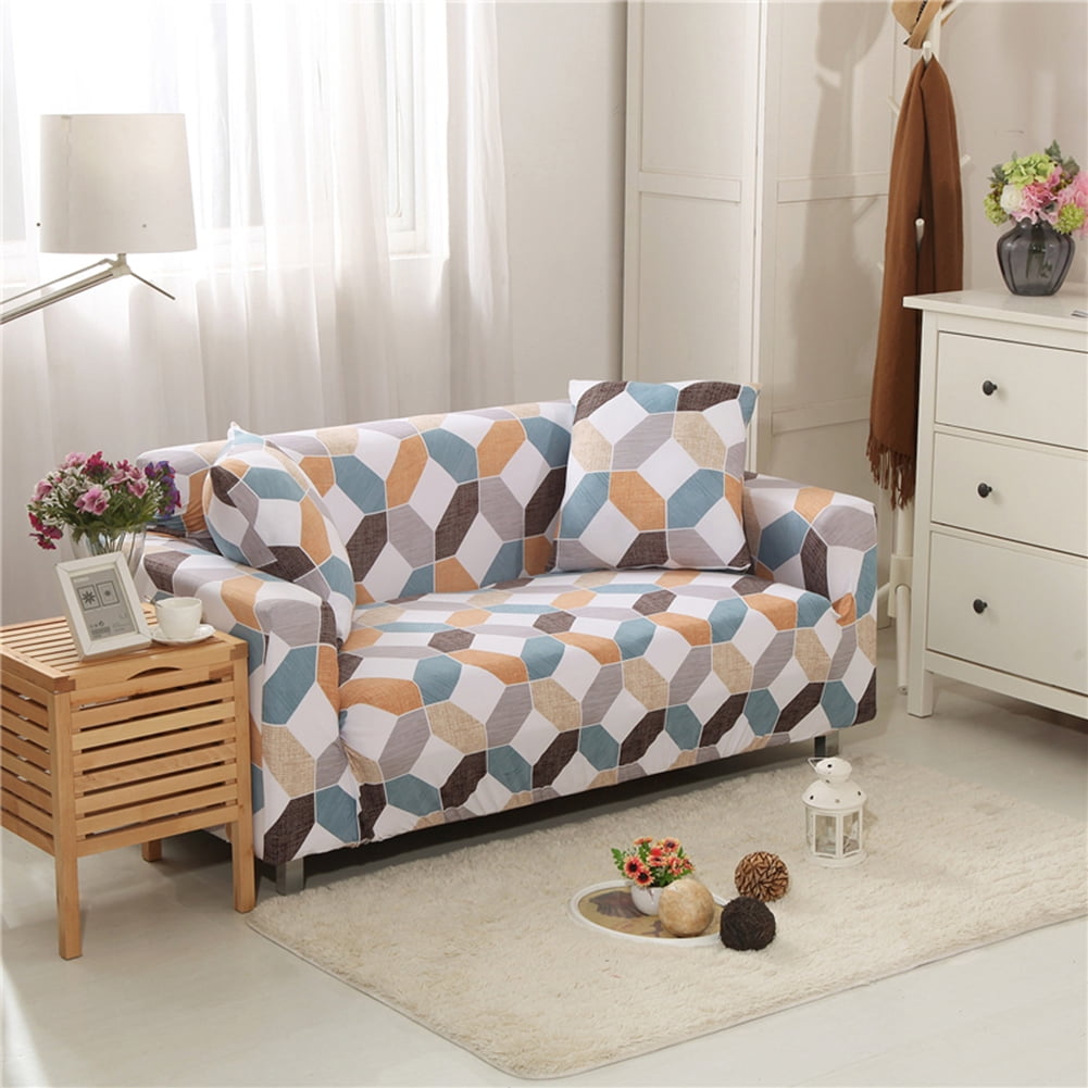 1 2 3 4 Seater Printed Sofa Cover Couch Slipcover, Elastic Stretch Armchair / Loveseat / Couch Sectional Sofa Slipcover Furniture with 1 Pillowcase Protector Dog Pet