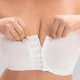 thumbnail image 2 of SNKSDGM Women Strapless Front Hook Bandeau Bra, Fixed Cup Strap Support Daily Underwear White XXXL, 2 of 7