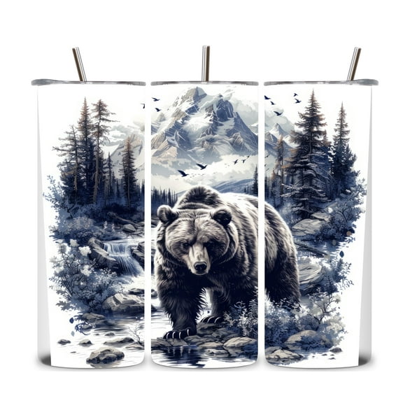 Alpha Printing 20oz Stainless-Steel Tumblers-Bear In The Woods Design - Alpha Printing