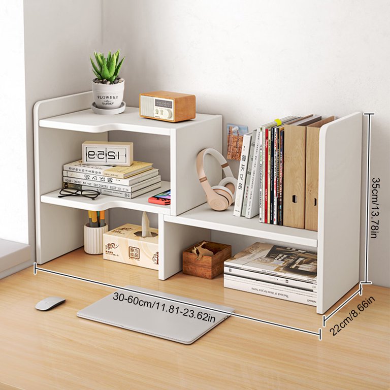 Bookshelf Desktop Bookshelf Wooden Desktop Organizer Shelf  Storage, PC Desk Bookshelf Storage Organizer Shelves Rack, Home Decor,  2-Tier, White Bookcase Storage Rack (Size : L 75cmxW 32cmxH 90cm) : Office  Products