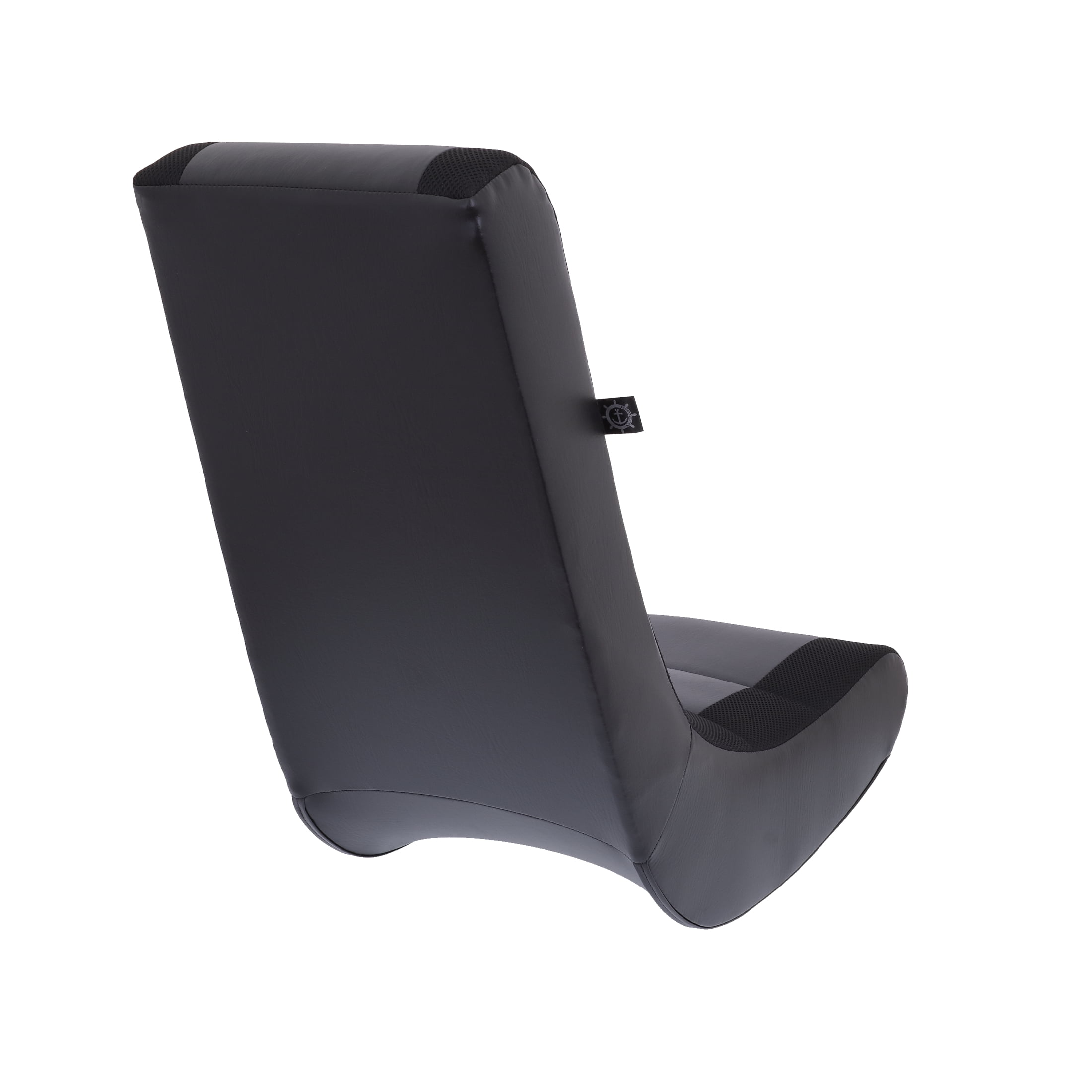 The Crew Furniture Classic Video Rocker Floor Gaming Chair, Kids and Teens, PU Faux Leather & Polyester Mesh, Black/Black